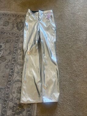 wild fable Silver Metallic Flared Pants